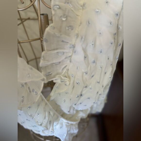 Abercrombie long sleeve metallic print  wrap top with ruffle detail S - Picture 5 of 14